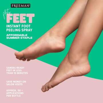 Freeman Flirty Feet Instant Foot Peeling Spray, Exfoliating Foot Mask For Summer, Moisturizing & Smooth Dry, Cracked Heels, Remove Dead Skin Quickly, Cruelty-Free & Vegan, 4 fl.oz./ 118 ml Bottle