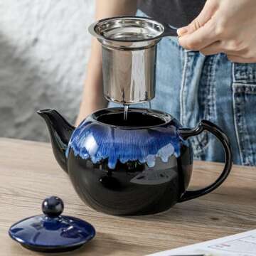 KOOV Reactive Glaze Ceramic Teapot - 34 oz Essential