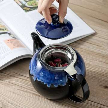 KOOV Reactive Glaze Ceramic Teapot - 34 oz Essential