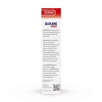 Alocane Emergency Burn Gel 4 Lidocaine Maximum Strength Fast Pain and Itch Relief for Minor Burns Sunburn Kitchen Radiation Chemical First Degree Burns First Aid Treatment Burn Care, 4 Fl Oz