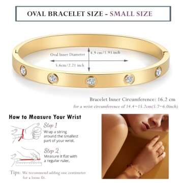 RIMRIVA Gold Bangle Bracelets for Women Trendy Love Stack Friendship Jewelry Stainless Steel Cubic Zirconia Stones Crystal Bracelet Anniversary Birthday Christmas Stocking Stuffers Adults Women