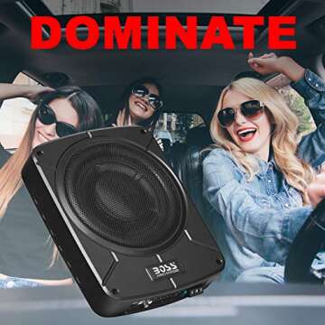 BOSS Audio Systems BAB10 Amplified Car Subwoofer - 1200 Watts Max Power, Low Profile, 10 Inch Subwoofer, Remote Subwoofer Control, Great for Vehicles That Need Bass But Have Limited Space