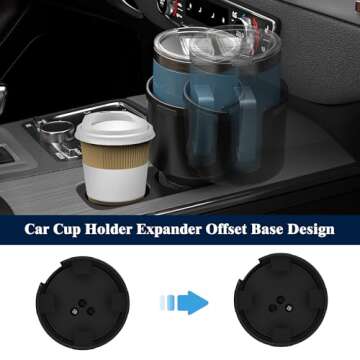 Car Cup Holder Expander, Cup Holder Expander for Car with Stretchable Rubber Base, Large Cup Holder Adapter Compatible with Yeti, Hydro Flask, Nalgene, Stanley, Owala, Bottles in 2.8”-4.13”, 1 Pack