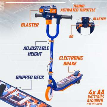 NERF Kids Electric Scooter with Blaster Feature