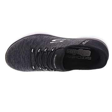 Skechers Women's Hands Free Slip Ins Summits Dazzling Haze Sneaker, Black White, 5