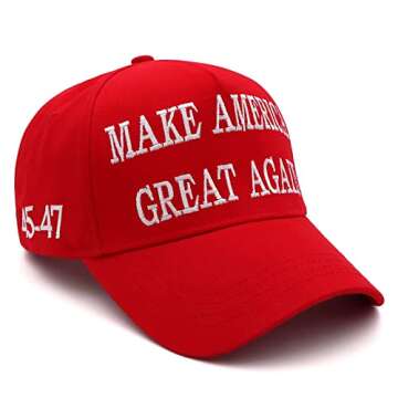 Trump 2024 Hat 45-47 MAGA Hat Make America Great Again Donald Trump Slogan with USA Flag Baseball Cap (Red MAGA Hat)