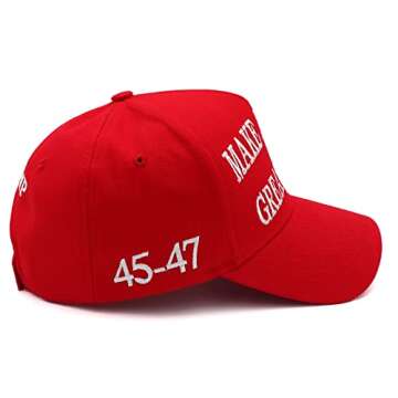 Trump 2024 Hat 45-47 MAGA Hat Make America Great Again Donald Trump Slogan with USA Flag Baseball Cap (Red MAGA Hat)