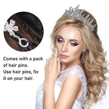 COCIDE Silver Tiara and Crown for Women Crystal Queen Crowns Rhinestone Princess Tiaras for Girl Bride Wedding Hair Accessories for Bridal Birthday Party Prom Halloween Cos-play Costume Christmas