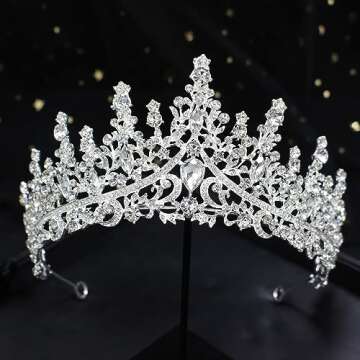 COCIDE Silver Tiara and Crown for Women Crystal Queen Crowns Rhinestone Princess Tiaras for Girl Bride Wedding Hair Accessories for Bridal Birthday Party Prom Halloween Cos-play Costume Christmas