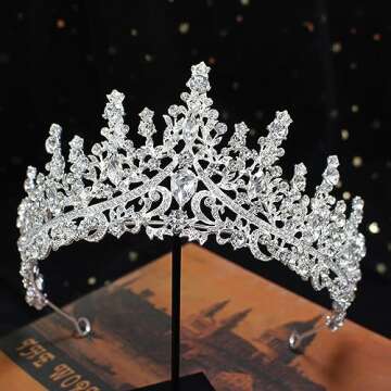 COCIDE Silver Tiara and Crown for Women Crystal Queen Crowns Rhinestone Princess Tiaras for Girl Bride Wedding Hair Accessories for Bridal Birthday Party Prom Halloween Cos-play Costume Christmas