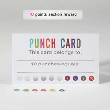 ONEDONE Punch Cards (Pack of 200) Reward Punch Cards for Classroom Behavior Incentive Awards for Kids Students Teachers Home Classroom School Business Loyalty Gift Card - 3.5" x 2"