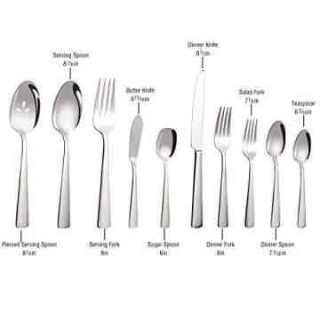 45-Piece Silverware Set Flatware Cutlery Set Service for 8, Durable Stainless Steel Tableware in Ergonomic Design Size and Weight, Kitchen Utensil Sets with Steak Knives, Rust-proof, Dishwasher Safe