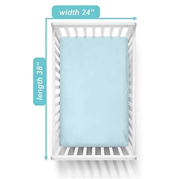 American Baby Company 2 Pack Fitted Mini Crib Sheet 24" x 38", Soft Breathable Neutral 100% Cotton Jersey Portable Sheet, Blue, for Boys and Girls, Fits Most Pack N Play Mattresses