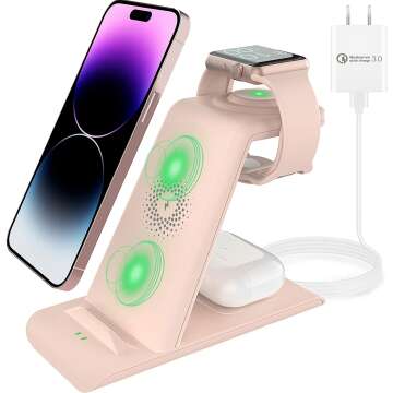 HATALKIN 3 in 1 Wireless Charging Station Compatible for Apple Products Multiple Devices Apple Watch 8 Ultra 7 SE 6 5 4 3 AirPods 3 Pro 2 iPhone 14 13 12 11 Pro Max XS XR 8 Fast Wireless Charger Stand