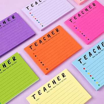 9 Pack 450 Sheets Teacher Notepad Sets, 3 x 4 Inch Teacher Sticky Notes, Colored to Do List Memo Pad, Teachers Appreciation Gifts in Bulk for Christmas Birthday First Day of School (50 Sheets/Pad)