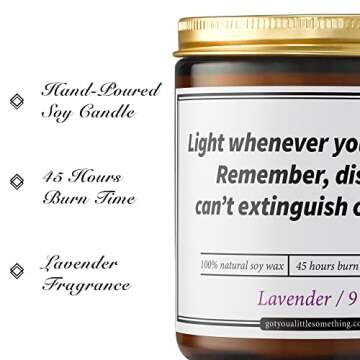 Long Distance Relationships Candle - Light Whenever You Miss Me Lavender Scented Candle, Soy Wax ; I Miss You Gifts Idea for Couples, Friend Moving Away, College LDR, Boyfriend Girlfriend Gifts