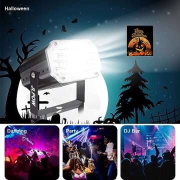 Halloween Strobe Light with Remote, JLPOW Sound Activated Mini Strobe Lights Super Bright 48 RGB LED, Remote Control Flash Stage Lighting, Best for DJ Party Show Club Disco Halloween