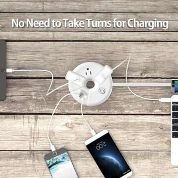 Travel Power Strip, NTONPOWER 3 Outlets 3 USB Portable Desktop Charging Station Short Extension Cord 3ft for Office, Home, Hotels, Cruise Ship, Nightstand, White