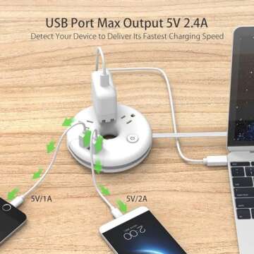 Travel Power Strip, NTONPOWER 3 Outlets 3 USB Portable Desktop Charging Station Short Extension Cord 3ft for Office, Home, Hotels, Cruise Ship, Nightstand, White