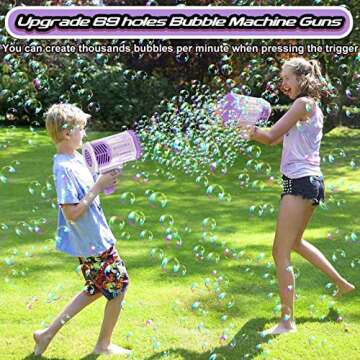 Bubble Gun, 69 Holes Bubble Machine Bubbles Kids Toys for Boys Girls Age 3 4 5 6 7 8 9 10 11 12 Year Old, Summer Outdoor Toy Birthday Wedding Party Favors Gifts