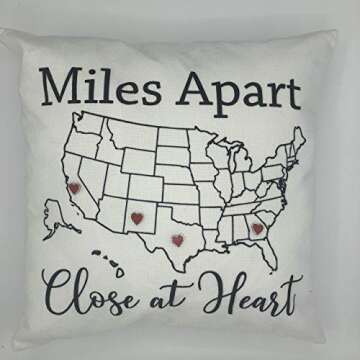 TheSpottedZebras Miles Apart Close at Heart Pillow Cover with 6 Heart Pins