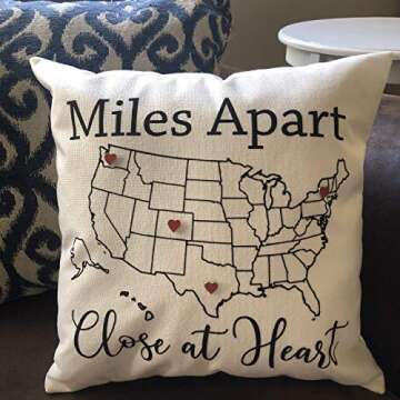 TheSpottedZebras Miles Apart Close at Heart Pillow Cover with 6 Heart Pins