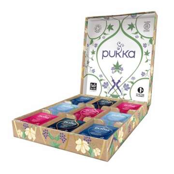 Pukka Tea Gift Box, Herbal Health Wellness Tea, Relax Selection Organic Tea, Best for Birthdays, Anniversaries & Holidays, 45 Tea Bags, 5 Flavors