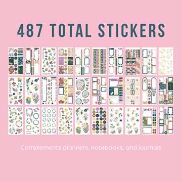 Happy Planner Sticker Pack for Calendars, Journals, and Diary Planners, Multicoloured Scrapbook Accessories, Made to Bloom Theme, Classic Size, 30 Sheets, 487 Total Stickers