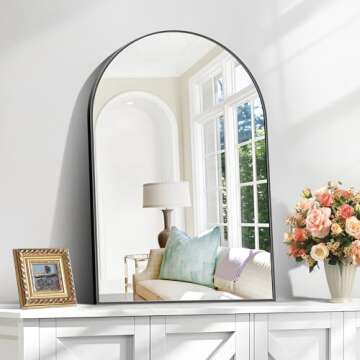 COFENY Arched Mirror, 20"x30" Black Bathroom Mirror with Metal Frame, Wall Mounted Mirrors Decor Modern Dresser Mirror for Bedroom Living Room Entryway