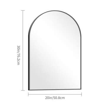 COFENY Arched Mirror, 20"x30" Black Bathroom Mirror with Metal Frame, Wall Mounted Mirrors Decor Modern Dresser Mirror for Bedroom Living Room Entryway