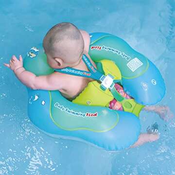 Free Swimming Baby Inflatable Baby Float with Sun Canopy Size Improved Infant Pool Floaties Swimming Pool Toys for The Age of 3-36 Months (Blue, Large)