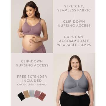 Kindred Bravely Sublime Seamless Nursing Bra | Wireless Maternity & Postpartum Bra | Premium Nursing Bras (Grey, X-Large)