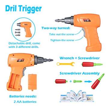 kunmark Building Block Games Set with Toy Drill & Screwdriver Tool Set | Educational Building Blocks Construction Games| Develop Fine Motor Skills (Screwdriver Building) ¡­