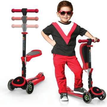 Kick Scooter for Kids, Adjustable & Foldable with Lights