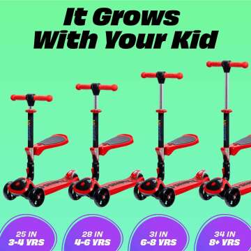 Kick Scooter for Kids, Adjustable & Foldable with Lights