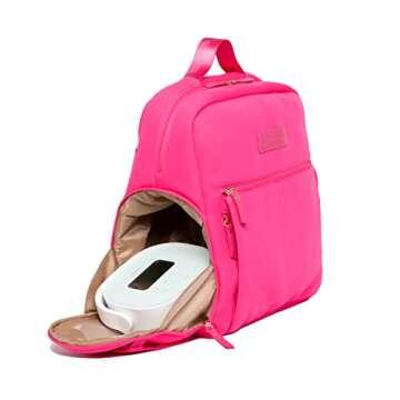 Sarah Wells Fiona Breast Pump Backpack - Neoprene, Machine Washable, Insulated Pockets, Pocket-In-Pocket System (Hot Pink)