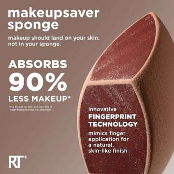 Real Techniques Makeupsaver Sponge + Brush Trio, Makeup Blending Sponge & Brushes For Liquid & Cream Formulations, Mimics Finger Application & Reduces Makeup Waste, Cruelty & Latex-Free 3 Piece Set