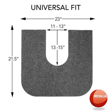 RESILIA Universal Rounded Commode Potty Training Mats - Super-Absorbent Toilet Training Rug for Kids, Universal Bathroom Protector Pads, 2 Pack, Charcoal