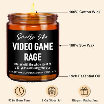 Younift Funny Video Game Rage Candle, Gamer Gifts, Gaming Gifts for Men, Video Game Gifts, Video Game Lovers Gifts Ideas, Birthday, Valentines Day Gifts for Gamers, Boyfriend, Husband, Teen Boys