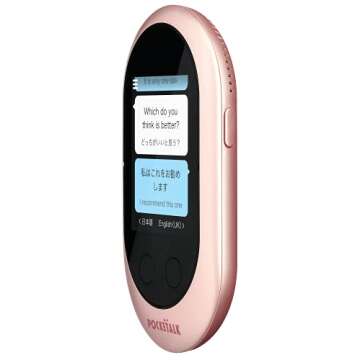 Pocketalk Classic Language Translator Device - Portable Two-Way Voice Interpreter - 82 Language Smart Translations in Real Time (Rose Gold)