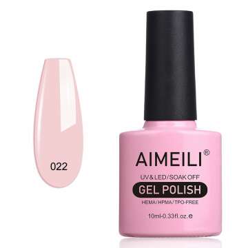AIMEILI Gel Nail Polish Soak Off U V LED Nude Gel Polish - Rose Nude (022) 10ml