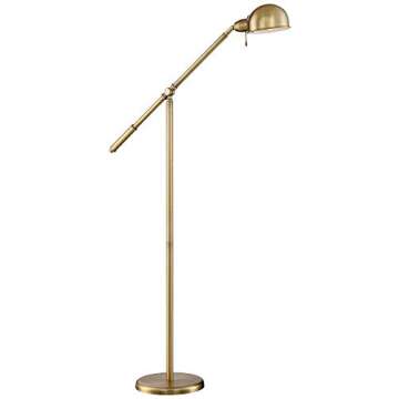 360 Lighting Dawson Traditional Task Pharmacy Light Floor Lamp Standing 55" Tall Antique Brass Metal Adjustable Balance Boom Arm Gold Shade Decor for Living Room Reading House Bedroom Home