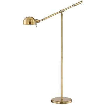 360 Lighting Dawson Traditional Task Pharmacy Light Floor Lamp Standing 55" Tall Antique Brass Metal Adjustable Balance Boom Arm Gold Shade Decor for Living Room Reading House Bedroom Home