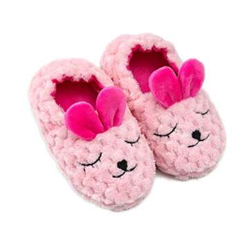 Csfry Toddler Girls' Bunny House Slippers - Warm Cartoon Shoes