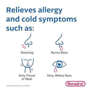 Benadryl Ultratabs Antihistamine Allergy Relief Medicine, 25 mg Diphenhydramine HCl Tablets for Relief of Cold & Allergy Symptoms Such as Sneezing, Runny Nose, & Itchy Eyes & Throat, 48 ct