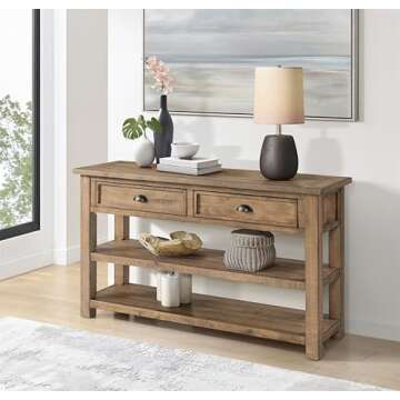 Martin Svensson Home Monterey Solid Wood Sofa Console Table - Reclaimed Natural Finish - Modern Farmhouse - Entryway Table with Two Spacious Drawers