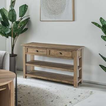 Martin Svensson Home Monterey Solid Wood Sofa Console Table - Reclaimed Natural Finish - Modern Farmhouse - Entryway Table with Two Spacious Drawers