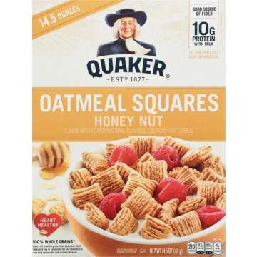 Quaker, Oatmeal Squares, Honey Nut, 14.5 Oz