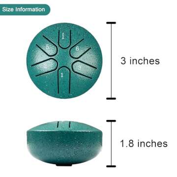 SITKOL Rain Drum for Outside Garden, with Music Book, 3 Inch 6 Notes Panda Drum,Waterproof and Drainage, Steel Tongue Drum, Chakra Drum for Rain, Musical Instrument for Meditation of Yoga (Turquoise)