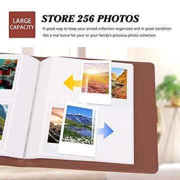 256 Photos Album for Fujifilm Instax Mini Camera/Polaroid 2”x3” Pictures, 2x3 Photo Album Book for Fujifilm Instax Mini 11 12 evo 9 90 70 40 8 Instant Camera & Instax Mini Instant Film (Brown)